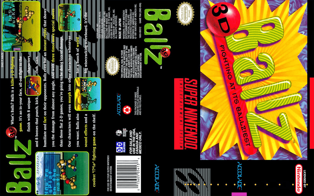 3-jigen Kakutou Ballz (Japan) [JP] snes 1994 Box Art