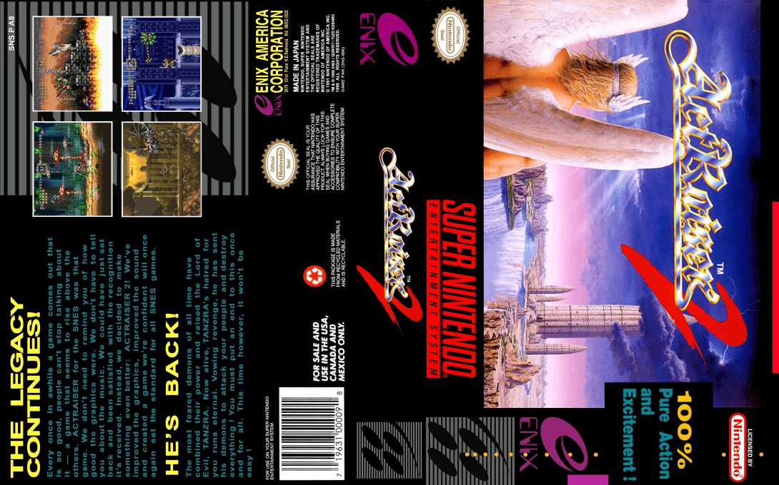 ActRaiser 2 – Chinmoku e no Seisen (Japan) [JP] snes 1993 Box Art