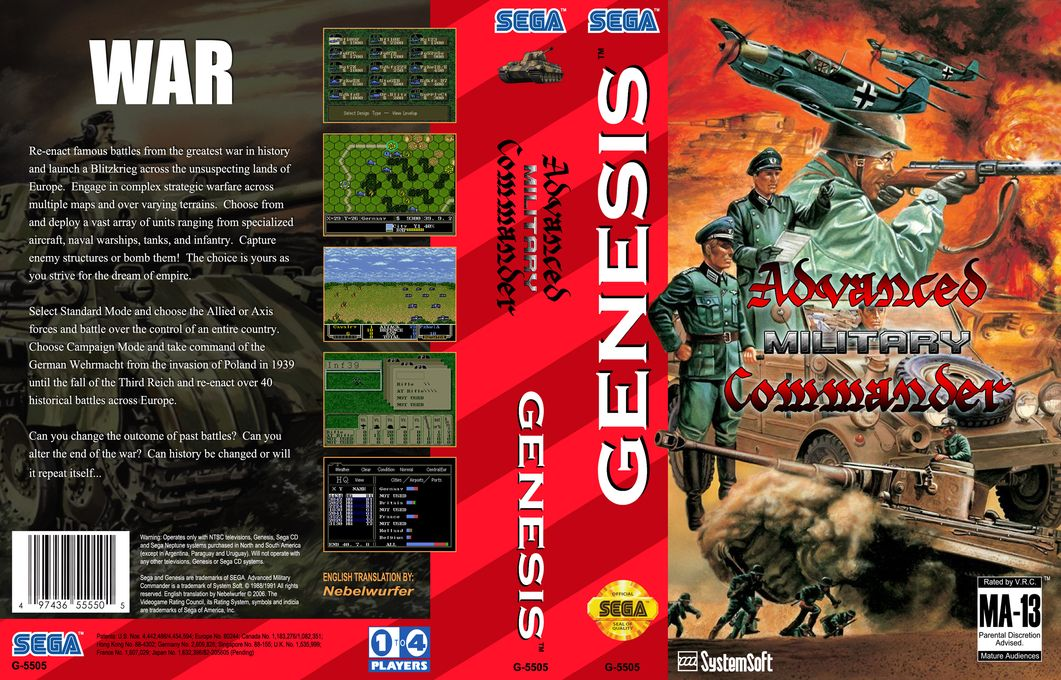 Advanced Daisenryaku – Deutsch Dengeki Sakusen (Japan) (Rev A) [JP] segaMD 1991 Box Art