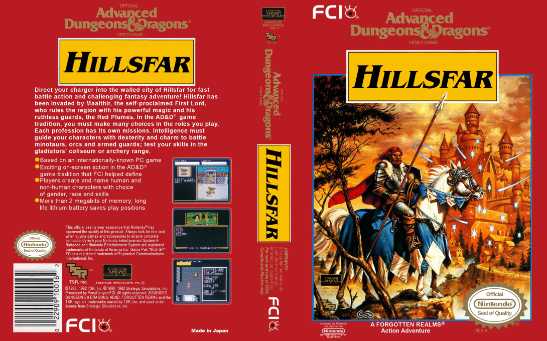 Advanced Dungeons & Dragons – Hillsfar (Japan) [JP] nes 1993 Box Art