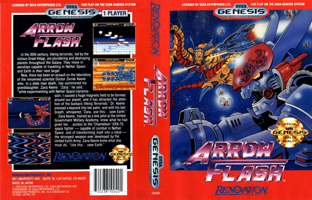 Arrow Flash (Japan, Europe) (En) [JP,EU] segaMD 1990 Box Art