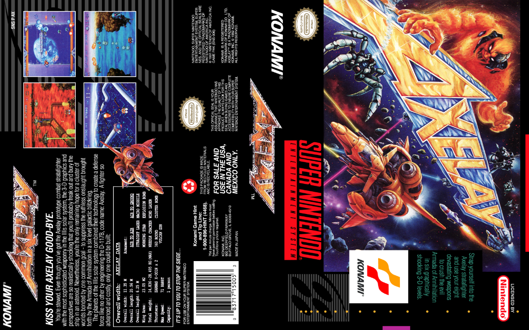 Axelay (Japan) [JP] snes 1992 Box Art