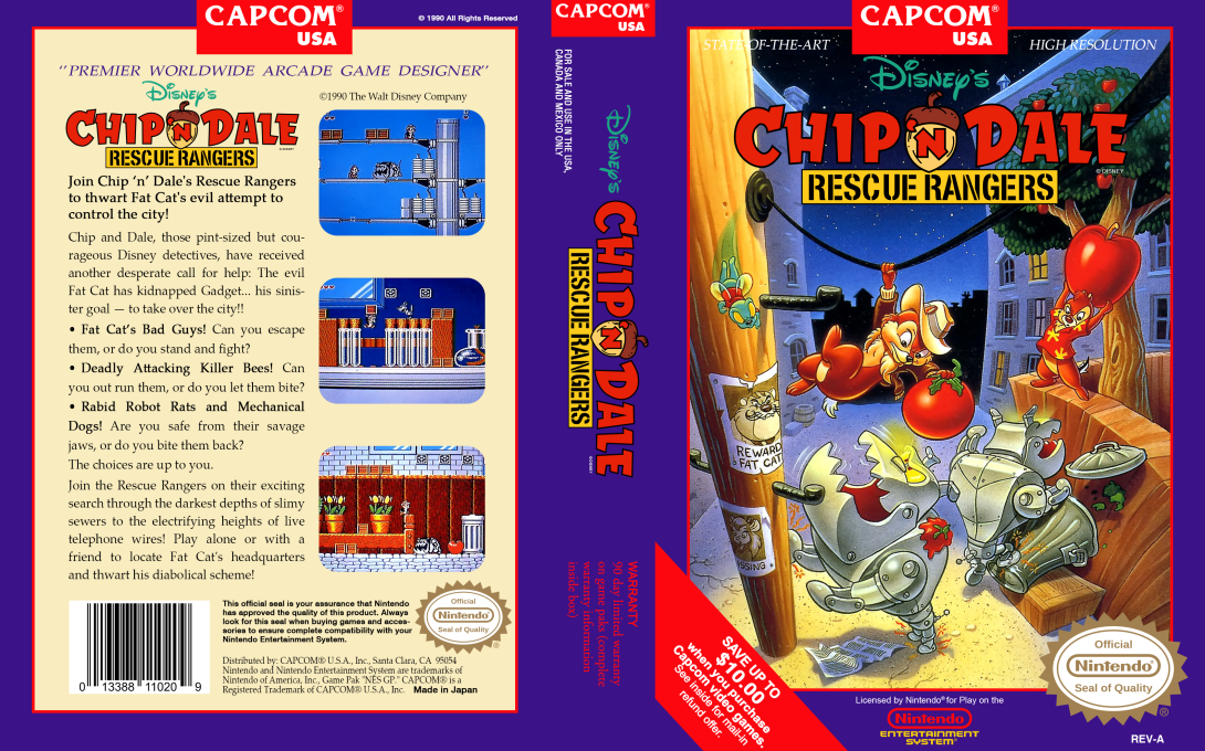 Chip to Dale no Daisakusen (Japan) [JP] nes 1990 Box Art