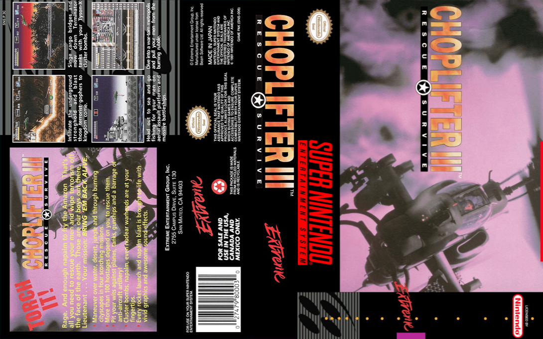 Choplifter III – Rescue-Survive (Japan) (En) [JP] snes 1994 Box Art