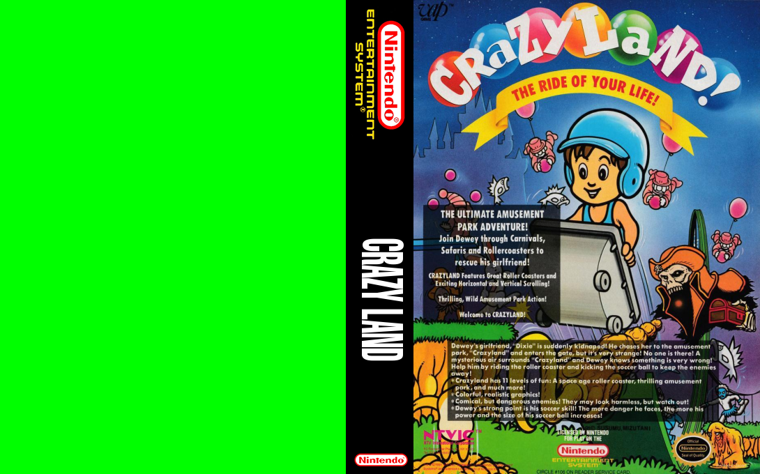 Doki! Doki! Yuuenchi – Crazy Land Daisakusen (Japan) [JP] nes 1991 Box Art