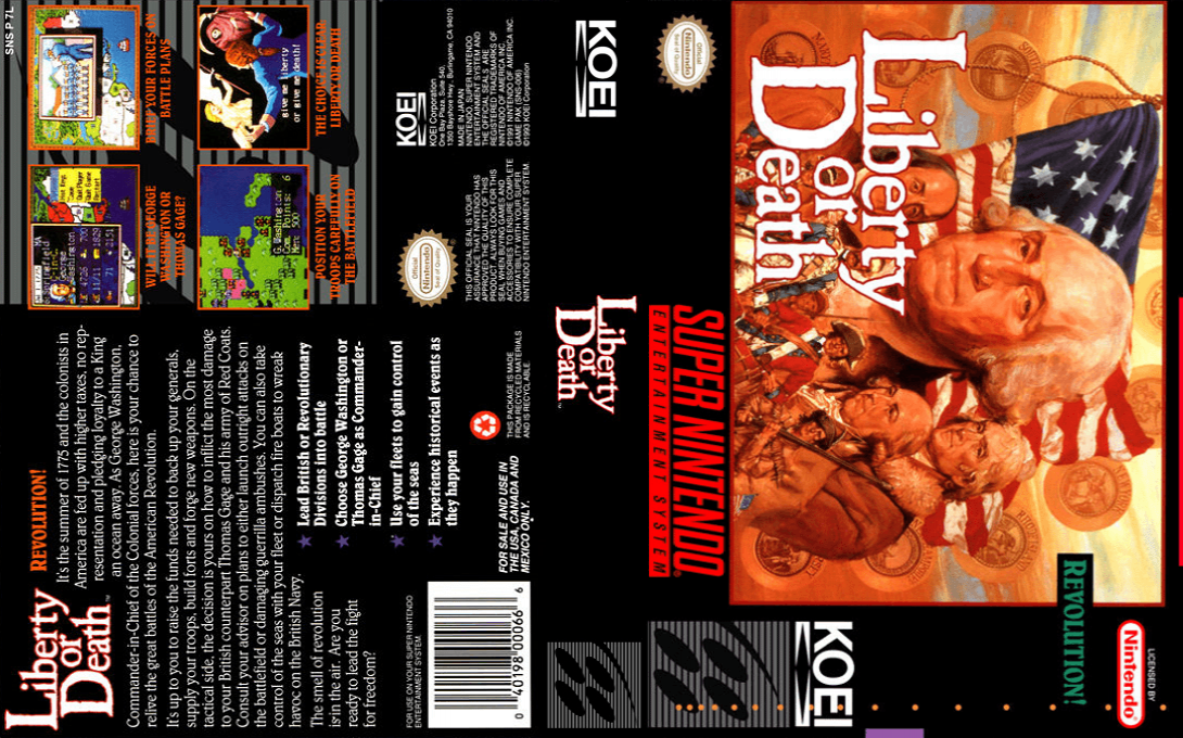 Dokuritsu Sensou – Liberty or Death (Japan) [JP] snes 1994 Box Art