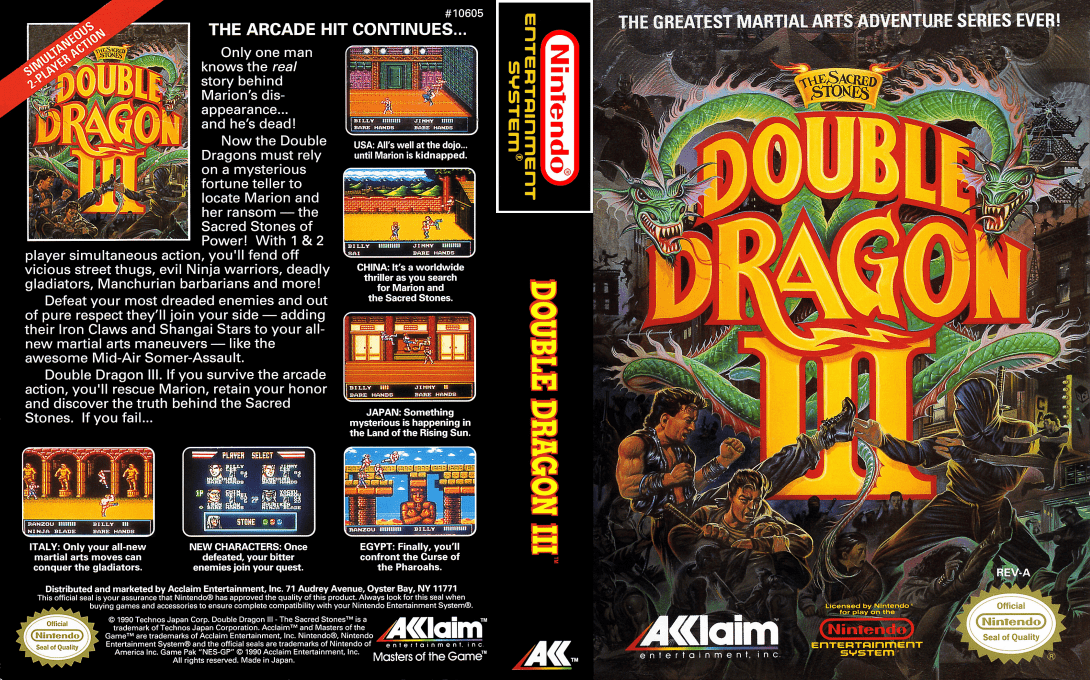Double Dragon III – The Rosetta Stone (Japan) [JP] nes 1991 Box Art