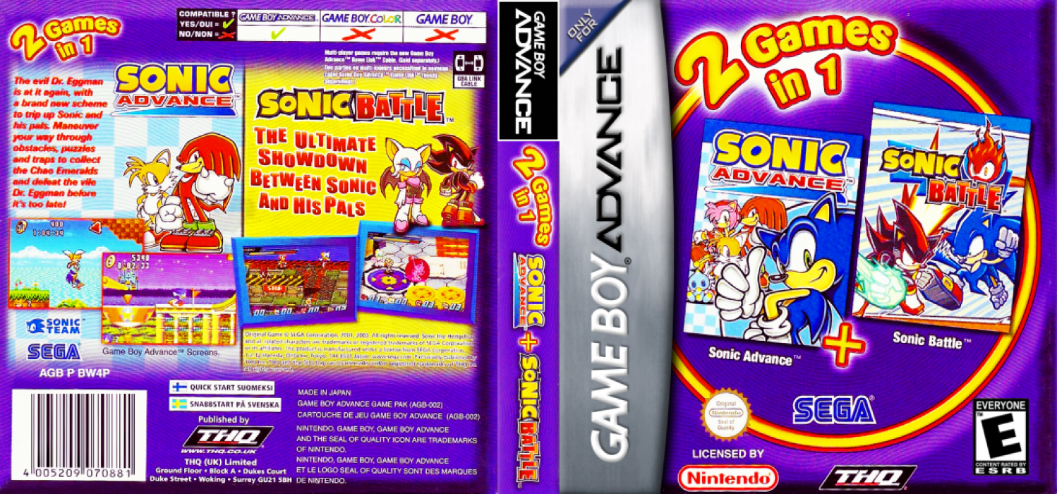 Double Pack – Sonic Battle & Sonic Advance (Japan) (En,Ja,Fr,De,Es+En,Ja) [JP] gba 2006 Box Art