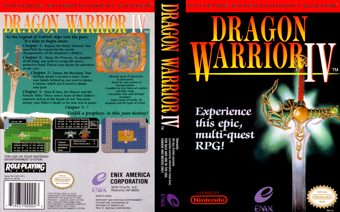 Dragon Quest IV – Michibikareshi Monotachi (Japan) (Rev 1) [JP] nes 1992 Box Art