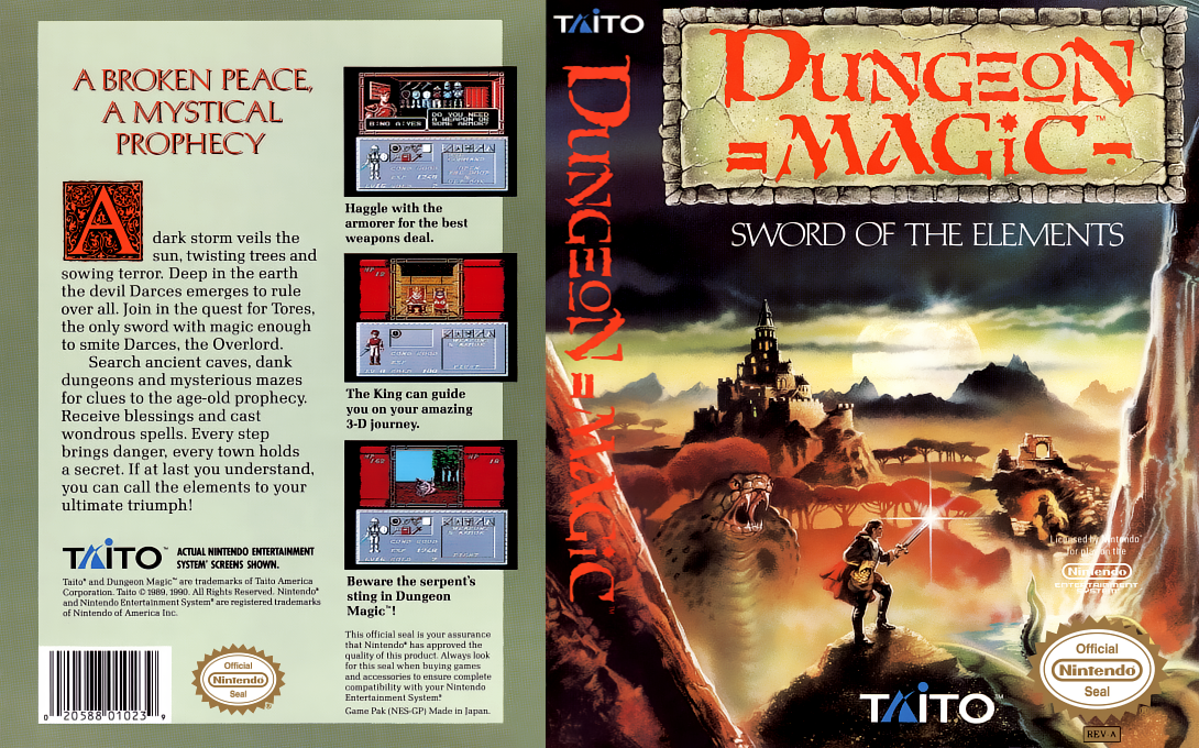 Dungeon & Magic – Swords of Element (Japan) [JP] nes 1990 Box Art