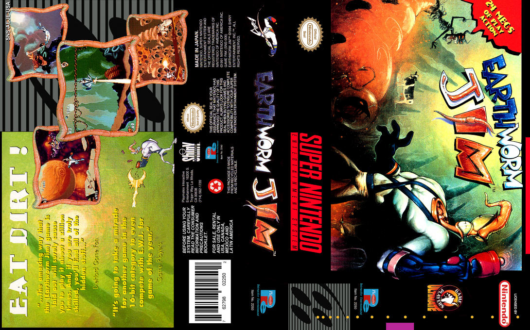 Earthworm Jim (Japan) [JP] snes 1994 Box Art
