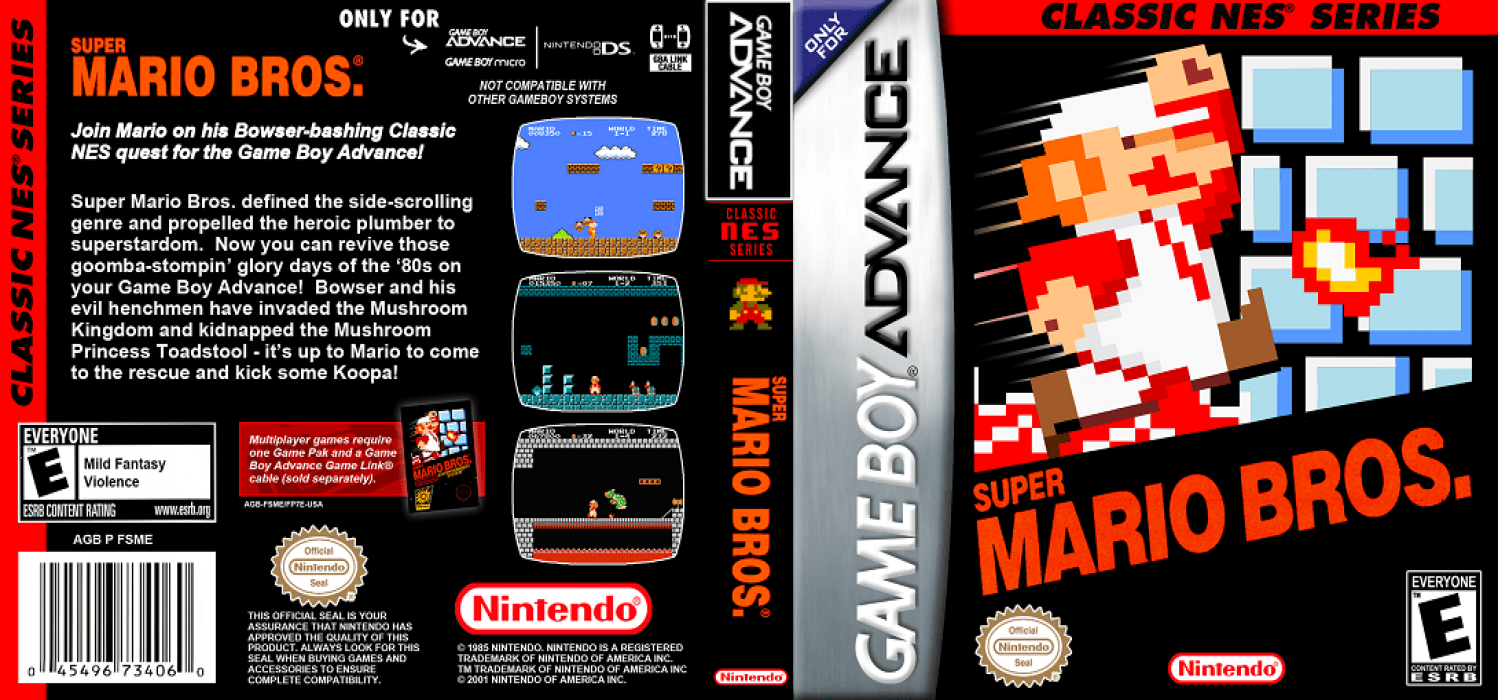 Famicom Mini 01 – Super Mario Bros. (Japan) (En) (Rev 1) [JP] gba 2002 Box Art