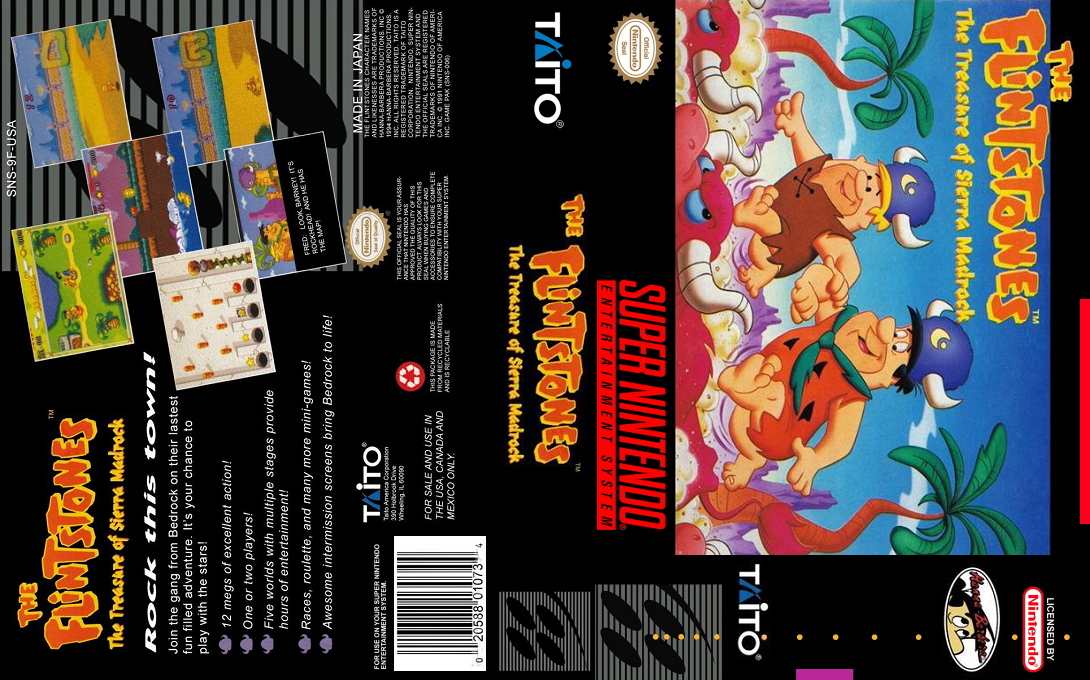 Flintstones, The – The Treasure of Sierra Madrock (Japan) [JP] snes 1994 Box Art