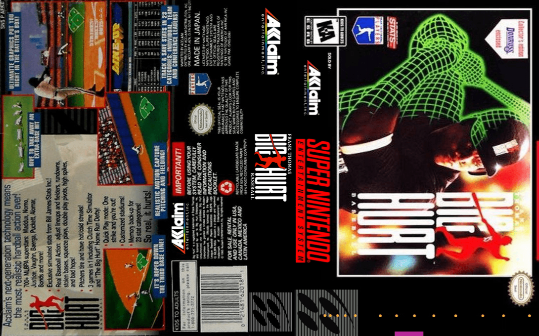 Frank Thomas Big Hurt Baseball (Japan) (En) [JP] snes 1995 Box Art