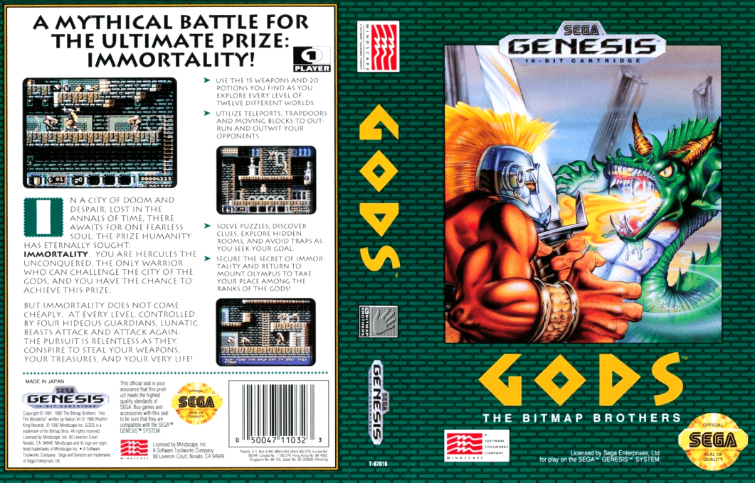 Gods (Japan) [JP] segaMD 1992 Box Art