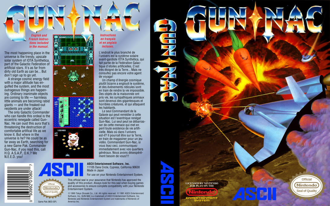 Gun Nac (Japan) [JP] nes 1991 Box Art