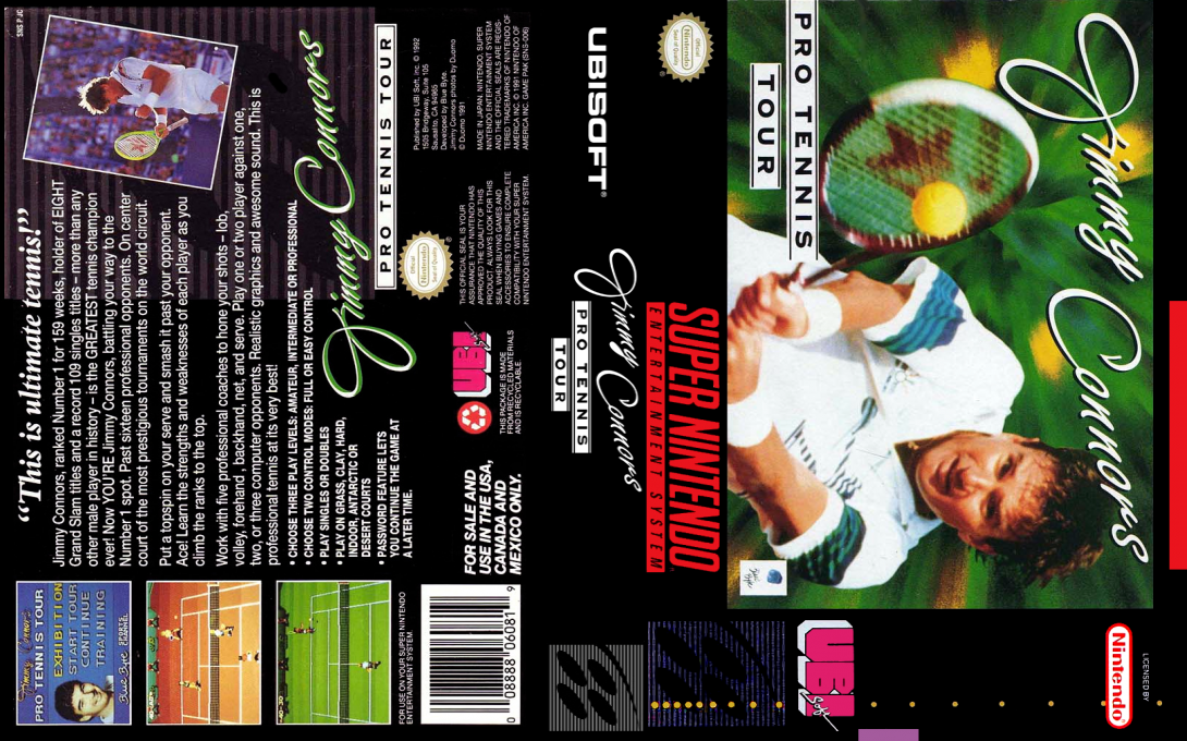 Jimmy Connors Pro Tennis Tour (Japan) [JP] snes 1992 Box Art