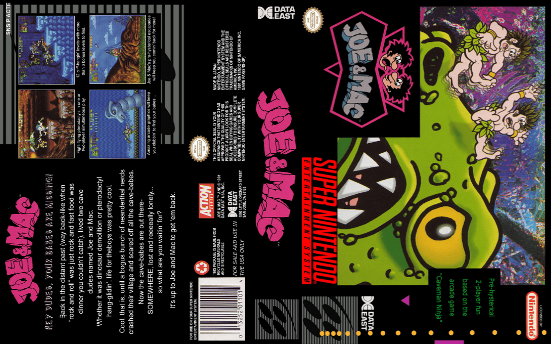 Joe & Mac – Tatakae Genshijin (Japan) [JP] snes 1991 Box Art