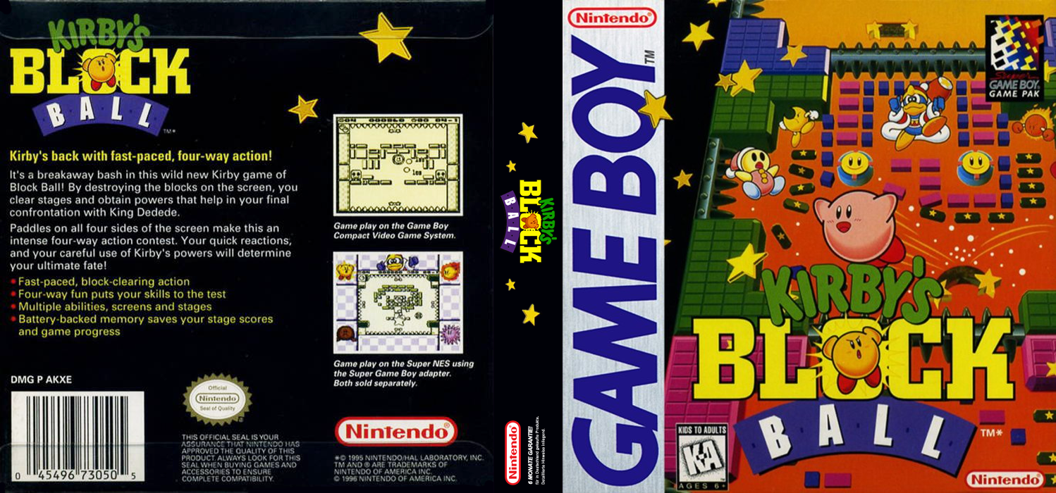 Kirby no Block Ball (Japan) (SGB Enhanced) [JP] gb 1995 Box Art