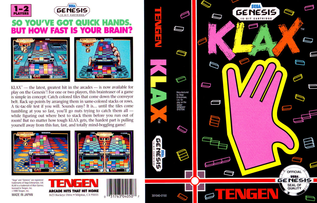 Klax (Japan) (Namco) [JP] segaMD 1991 Box Art