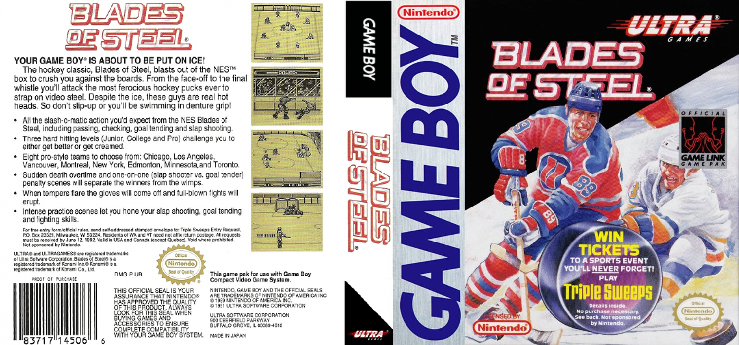 Konamic Ice Hockey (Japan) [JP] gb 1991 Box Art
