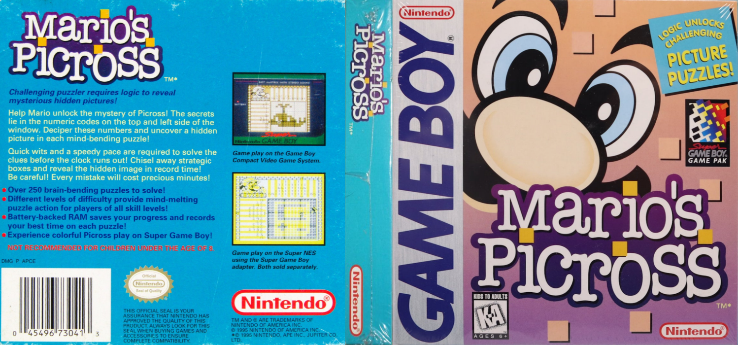 Mario no Picross (Japan) (SGB Enhanced) [JP] gb 1995 Box Art