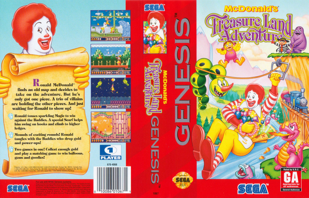 McDonald’s Treasure Land Adventure (Japan) [JP] segaMD 1993 Box Art