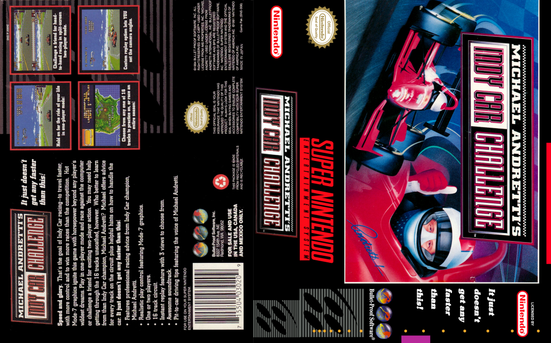 Michael Andretti’s Indy Car Challenge (Japan) [JP] snes 1994 Box Art
