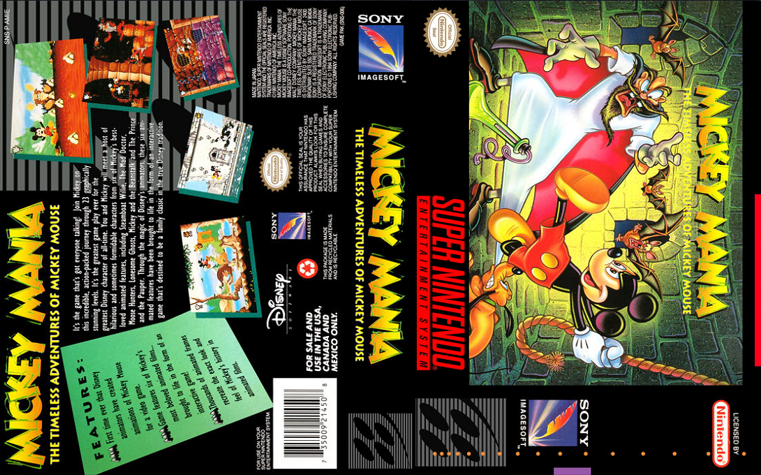 Mickey Mania – The Timeless Adventures of Mickey Mouse (Japan) [JP] snes 1994 Box Art