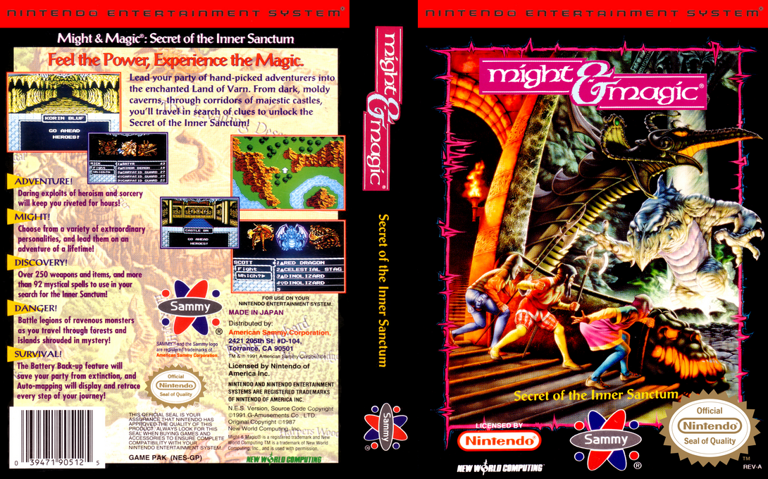 Might and Magic – Book One – Secret of the Inner Sanctum (Japan) [JP] nes 1992 Box Art
