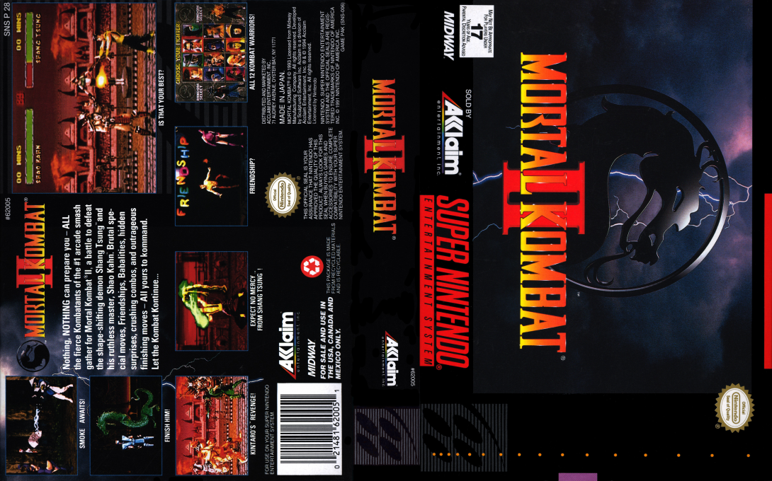 Mortal Kombat II – Kyuukyoku Shinken (Japan) (En) [JP] snes 1994 Box Art