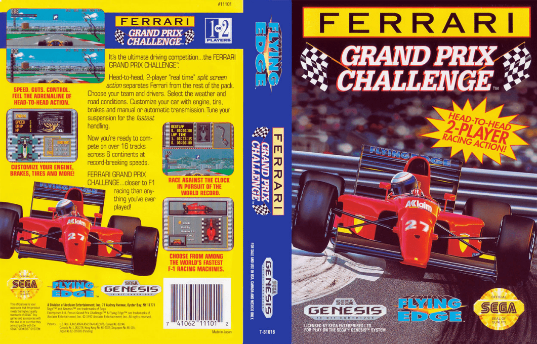 Nakajima Satoru Kanshuu – F-1 Hero MD (Japan) [JP] segaMD 1992 Box Art