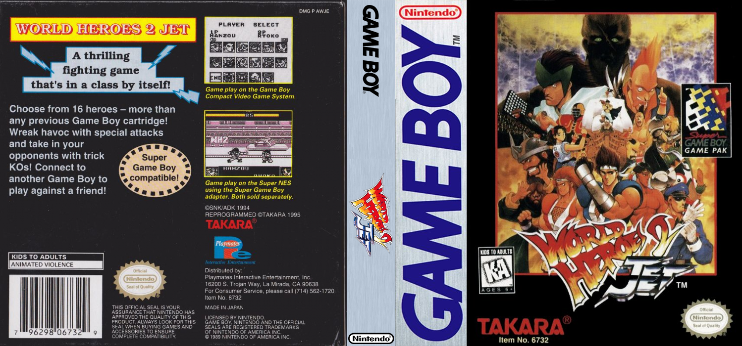 Nettou World Heroes 2 Jet (Japan) (Rev 1) (SGB Enhanced) [JP] gb 1994 Box Art