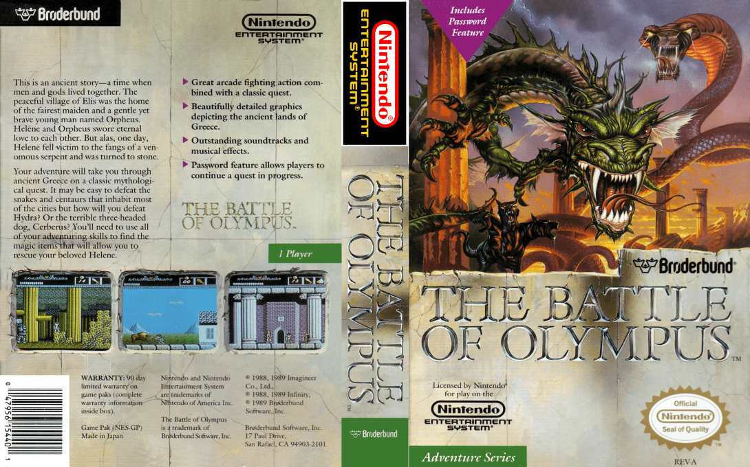 Olympus no Tatakai (Japan) [JP] nes 1989 Box Art