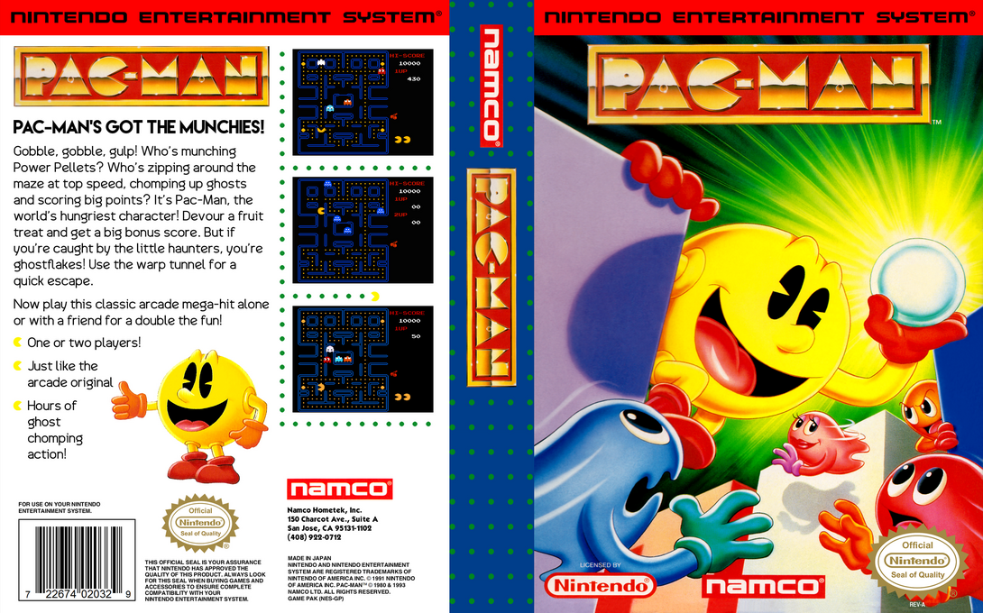 Pac-Man (Japan) (En) (Rev 2) [JP] nes 1993 Box Art
