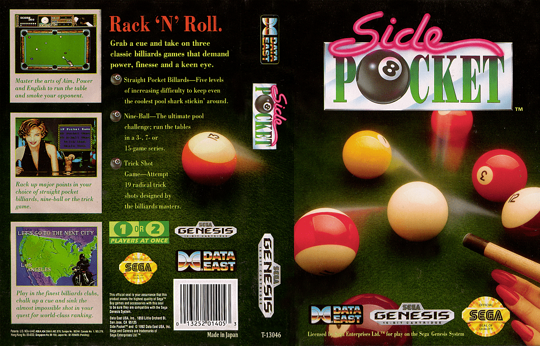 Side Pocket (Japan, Korea) (Ja) [JP,KR] segaMD 1992 Box Art