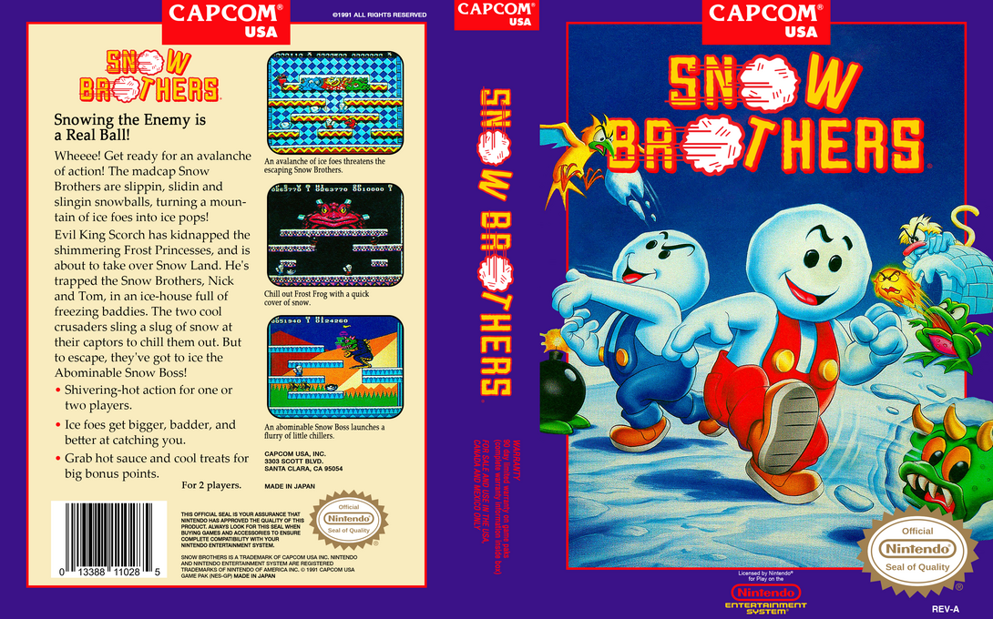 Snow Bros. (Japan) [JP] nes 1991 Box Art