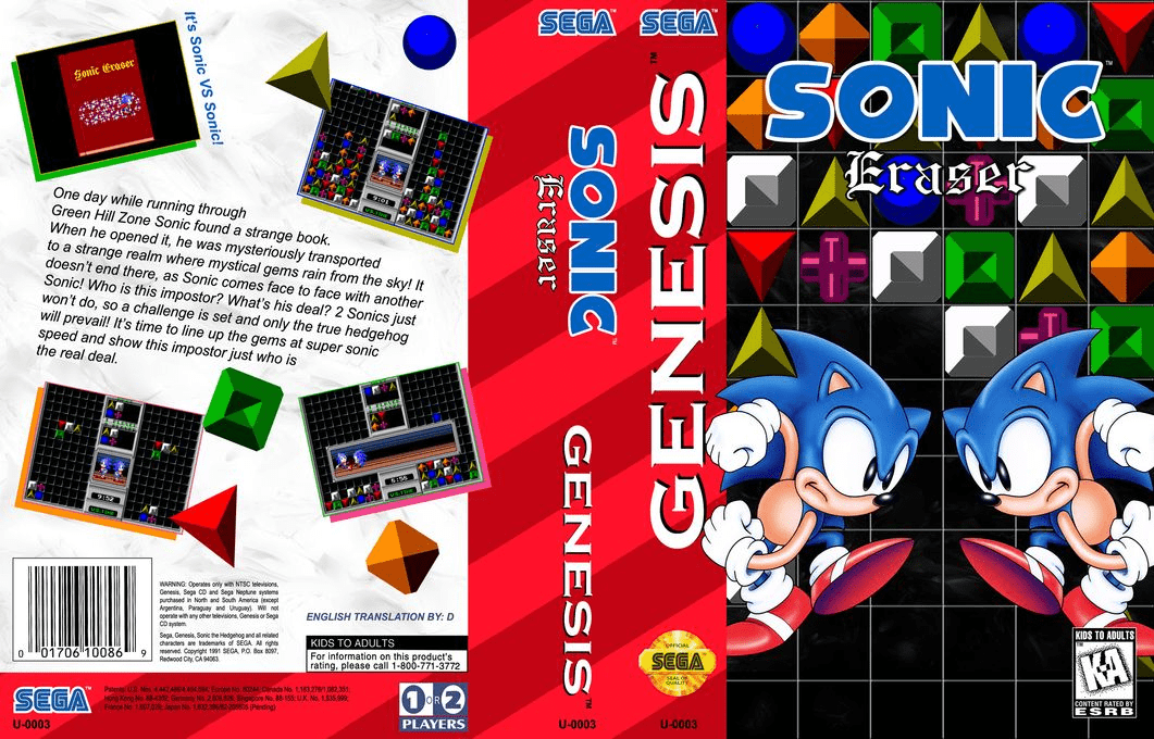 Sonic Eraser (SN) (J) [T+Eng1.0_Derrick Sobodash] [JP](Hack) segaMD 1991 Box Art