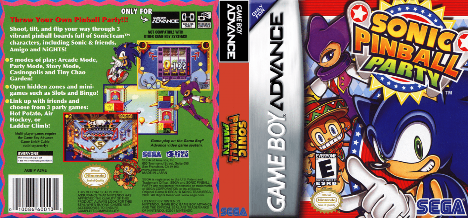 Sonic Pinball Party (Japan) (En,Ja,Fr,De,Es,It) [JP] gba 2003 Box Art