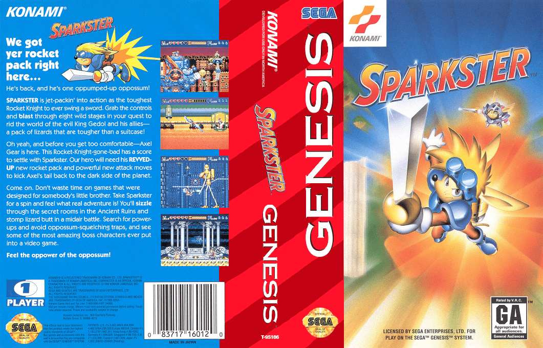 Sparkster – Rocket Knight Adventures 2 (Japan) [JP] segaMD 1994 Box Art