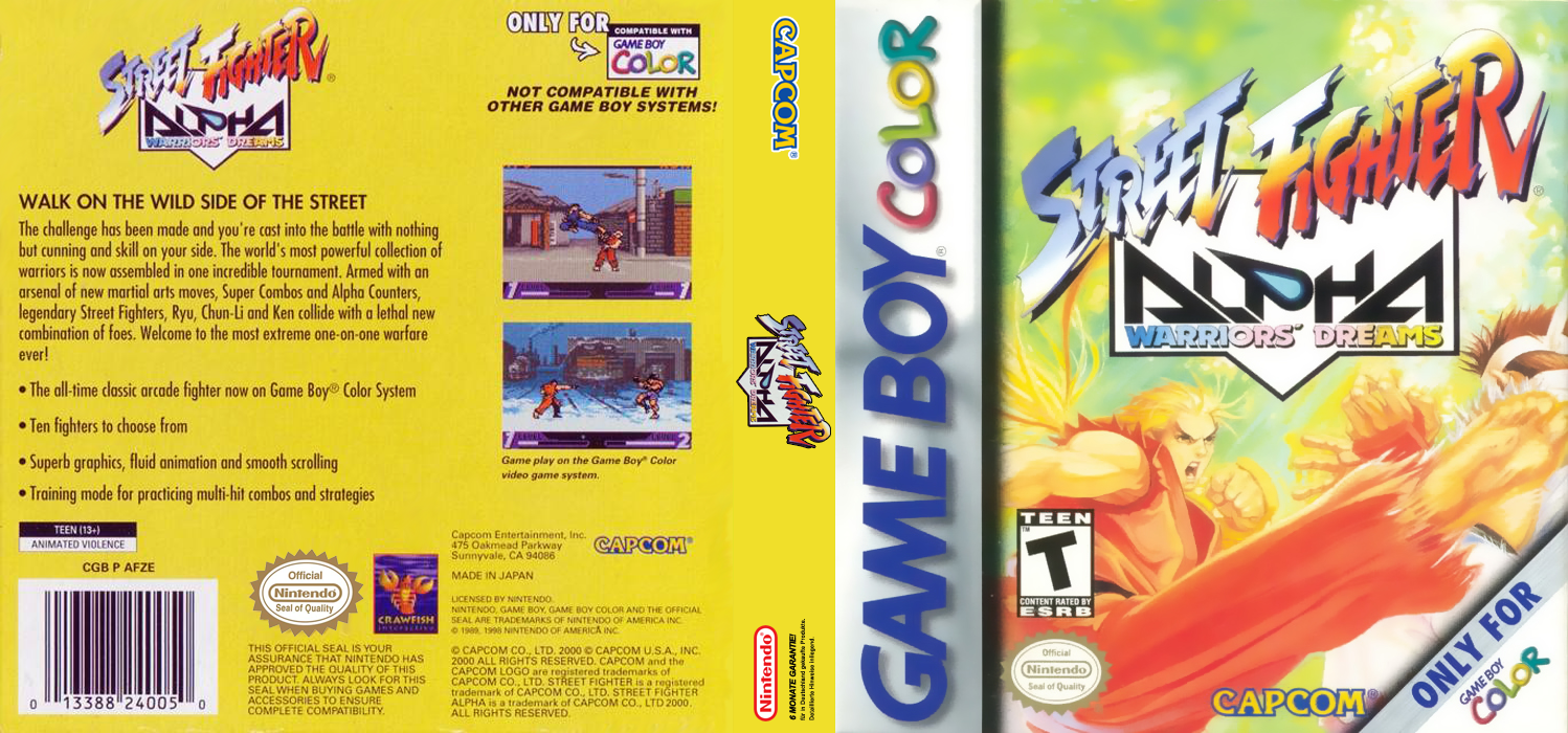 Street Fighter Alpha – Warriors’ Dreams (Japan) [JP] gbc 2000 Box Art