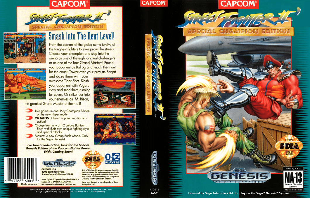 Street Fighter II’ Plus – Champion Edition (Japan, Korea) (Ja) [JP,KR] segaMD 1993 Box Art