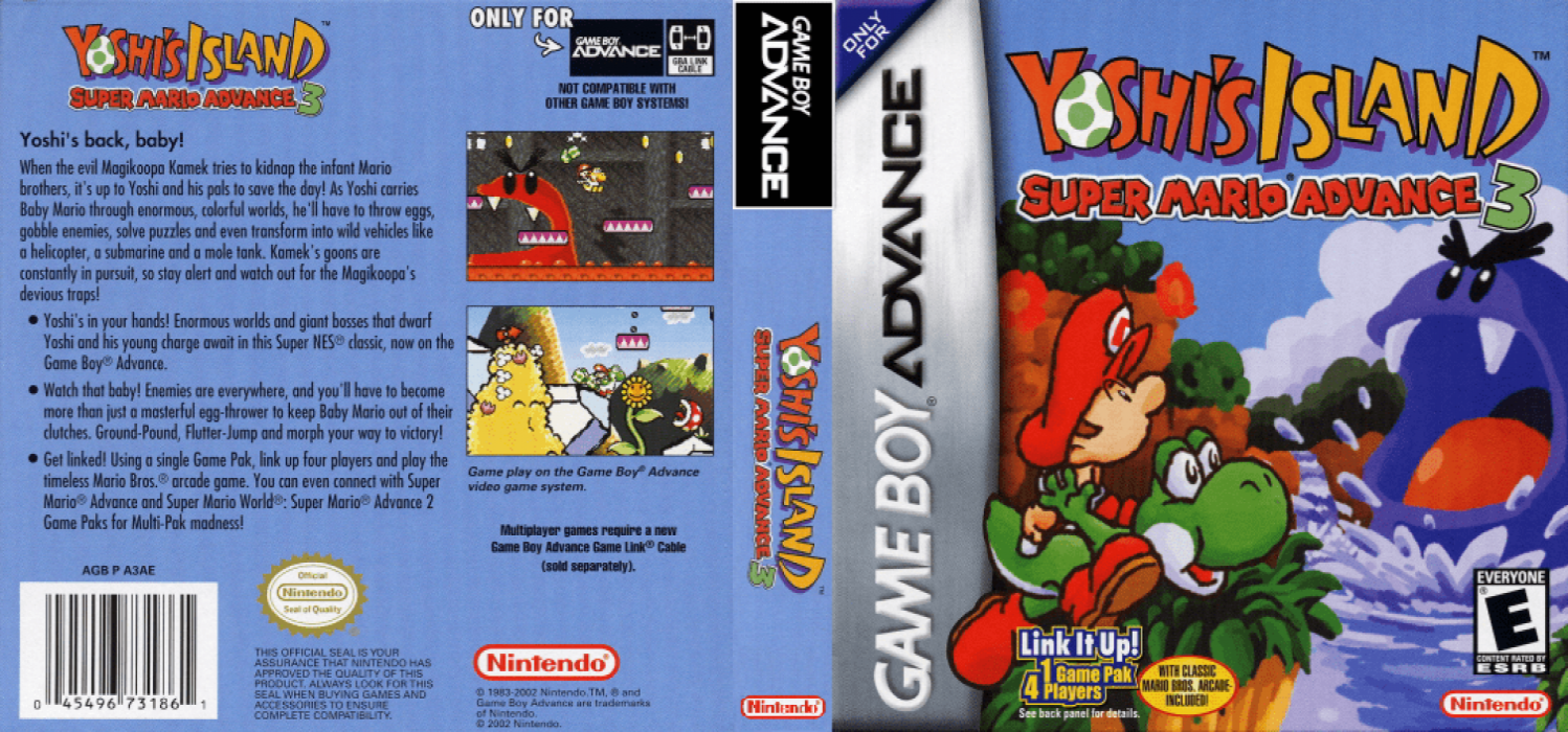 Super Mario Advance 3 – Yoshi’s Island + Mario Brothers (Japan) [JP] gba 2002 Box Art