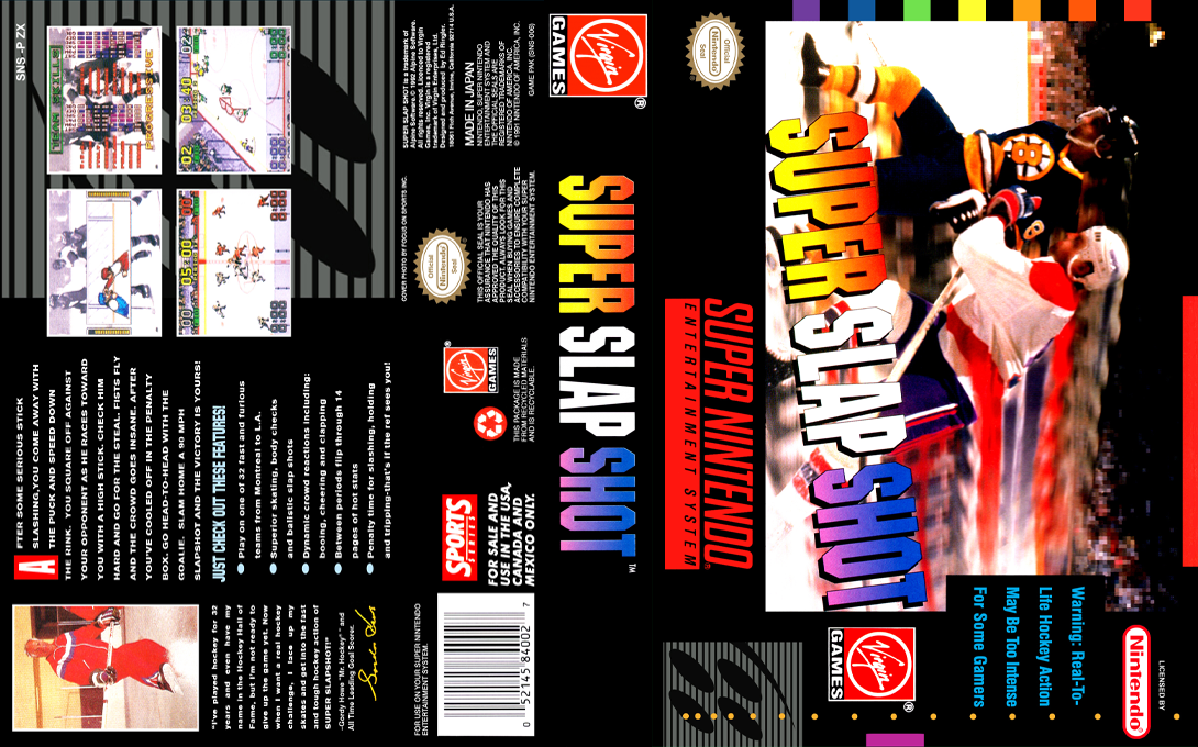Super Slap Shot (Japan) (En) [JP] snes 1993 Box Art