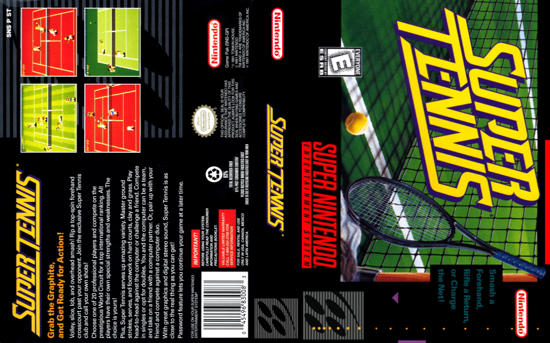 Super Tennis – World Circuit (Japan) (En) [JP] snes 1991 Box Art