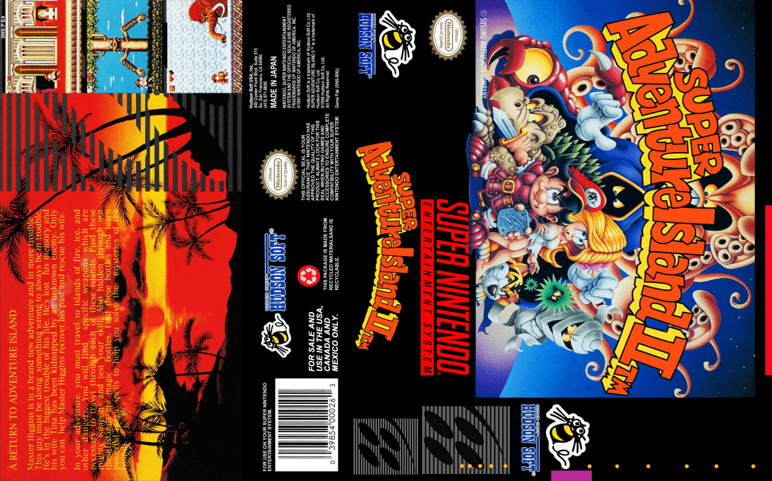 Takahashi Meijin no Daibouken-jima II (Japan) [JP] snes 1995 Box Art