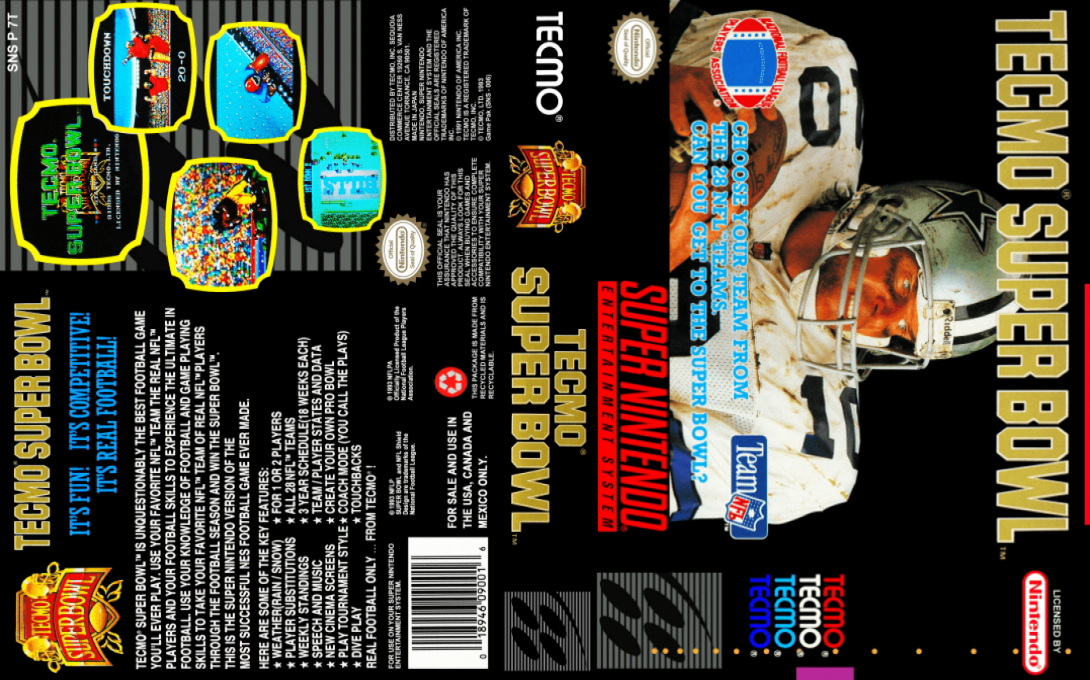 Tecmo Super Bowl (Japan) (En) [JP] snes 1993 Box Art