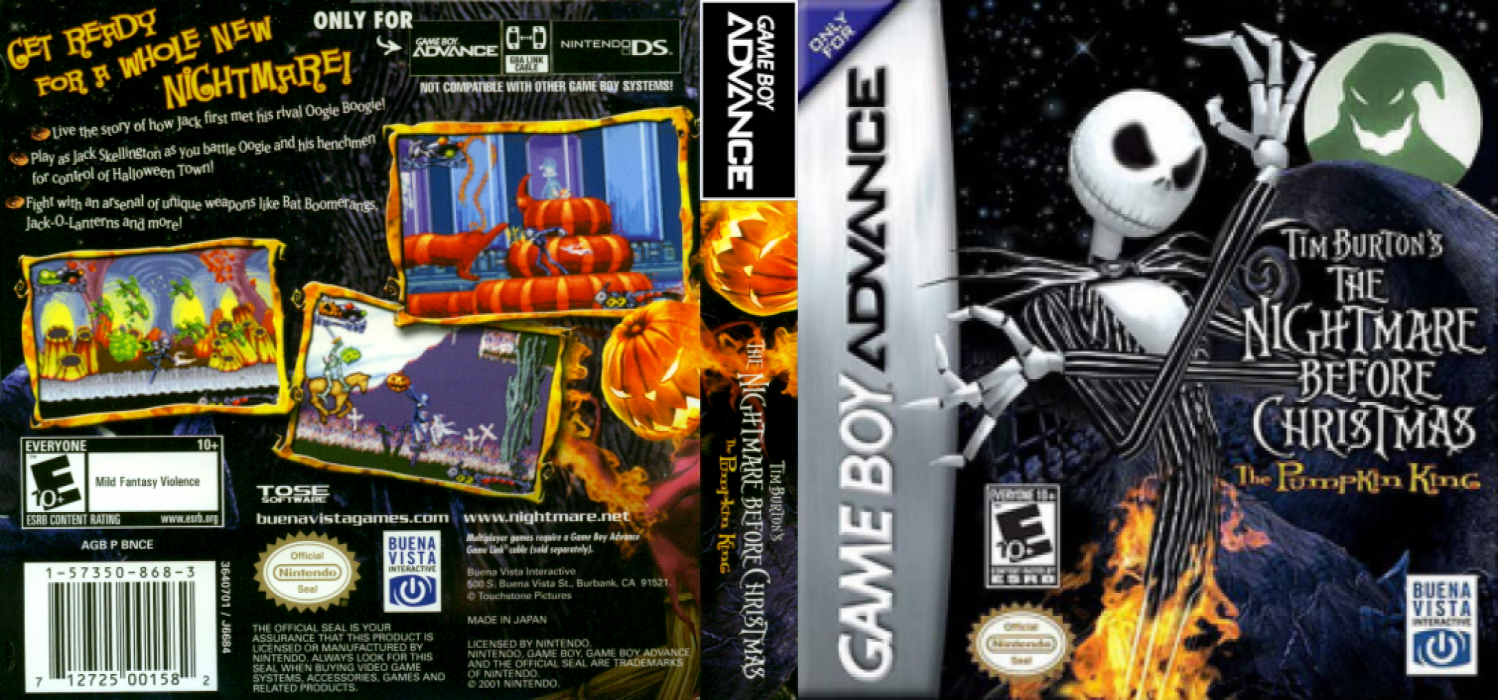 Tim Burton’s The Nightmare Before Christmas – The Pumpkin King (Japan) [JP] gba 2005 Box Art