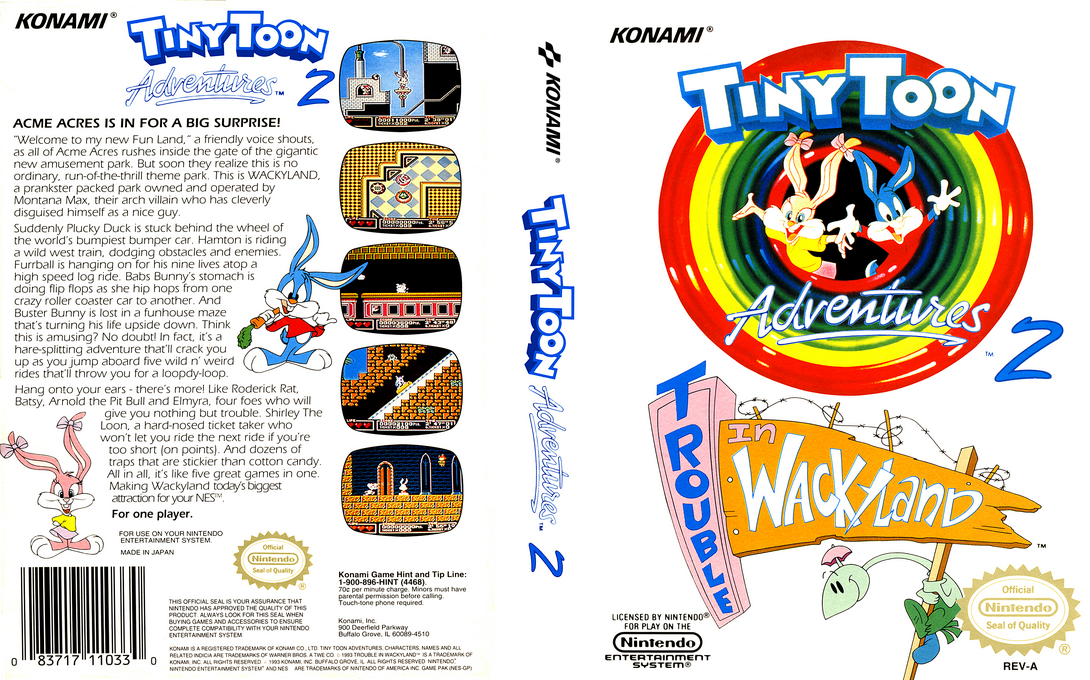 Tiny Toon Adventures 2 – Montana Land e Youkoso (Japan) [JP] nes 1993 Box Art