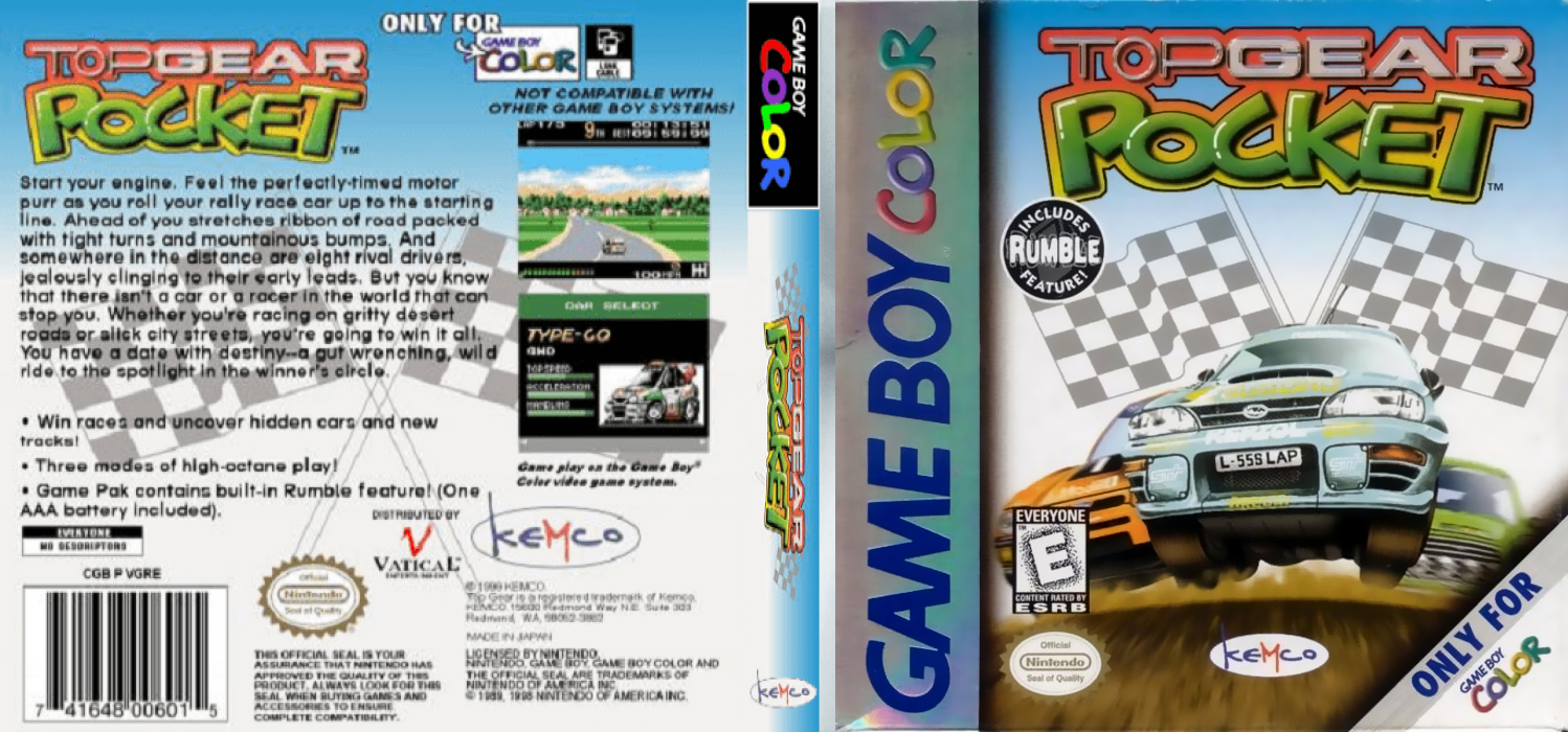 Top Gear Pocket (Japan) (En) (Rumble Version) [JP] gbc 1999 Box Art